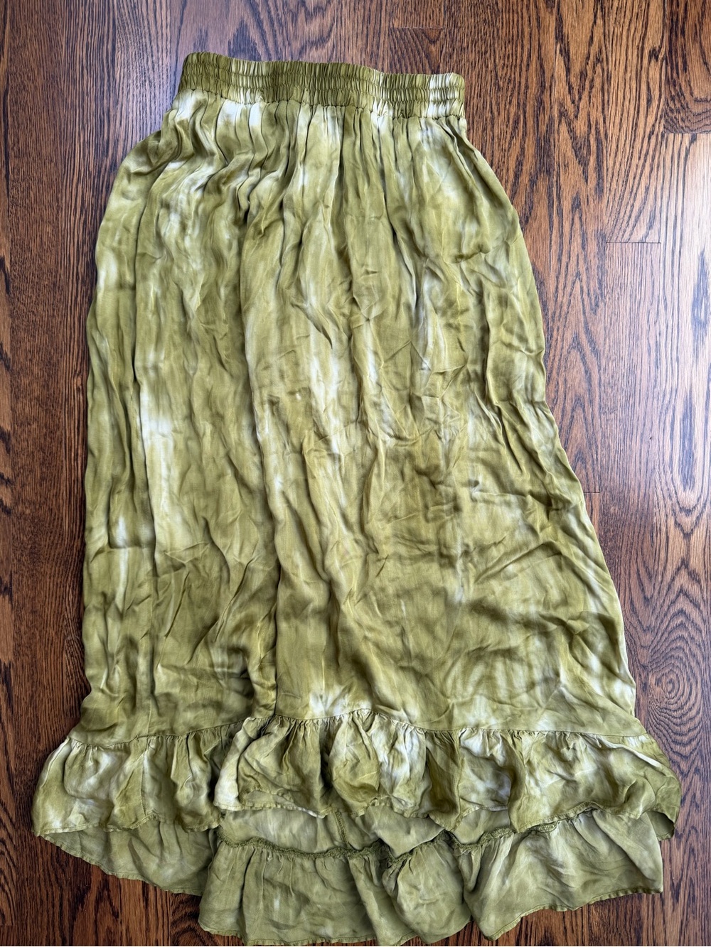 Olive Green Ruffled Y2K Whimsigoth Gorpcore Fairycore Maxi Skirt